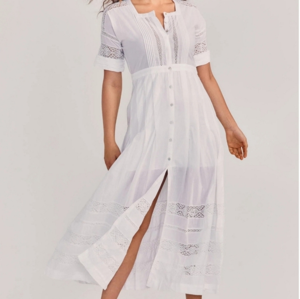 LoveShackFancy White Lace Inset Dress Size Small